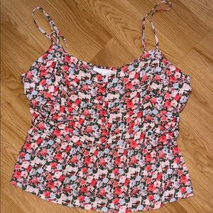 NWT Sweet Lemon Floral Print Tank Sleeveless Smocked Back Boho Size Large